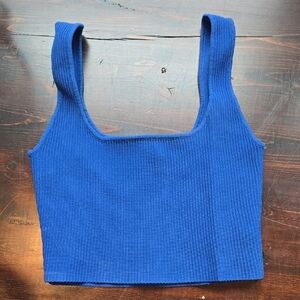Glassons Blue Ribbed Crop Tank Top